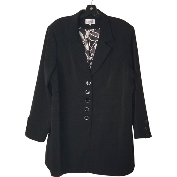 Y2K Basic Minimalist Black Long Blazer Size 20 - Picture 2 of 8